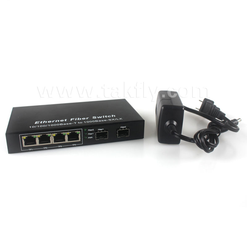4 Ports Gigabit Fiber Ethernet Switch with 2 SFP Fiber Ports