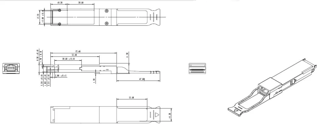 High Speed Fiber Transceiver 40GB/S Qsfp Psm Lr4 10km Fiber Optical Module Mini Optical Receiver