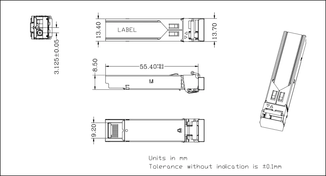 Optical Module 155m SFP 20 Km Optical Transceiver Connected with Optical Fibre Cable Single Mode