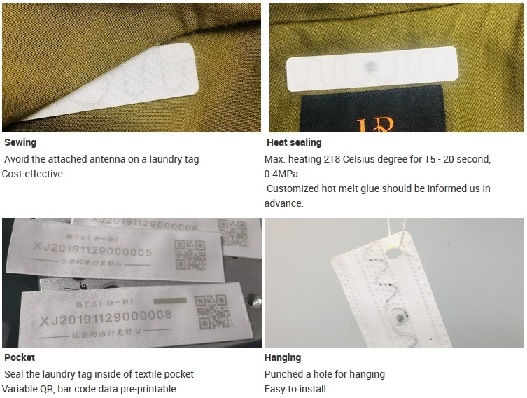 Laundry groups textile fabric tag UHF Robust LinTag RFID transponders on garments