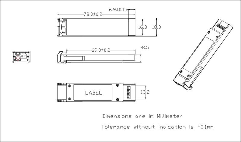 Optical Fiber RoHS Compliant 10GB/S XFP Bi-Directional Transceiver, 10km Reach