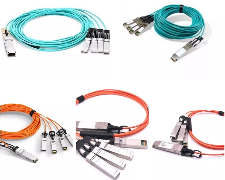 Qsfp-100g-Aoc for 100g Qsfp28 to 4 SFP28 Aoc Fiber Optic Cable 1m SFP Transceiver