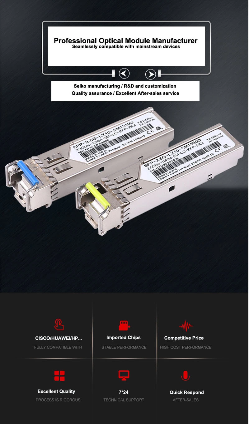 2.5g Optical Module Single-Mode Dual Fiber 1270~1610nm Optical Fiber Transceiver LC Port