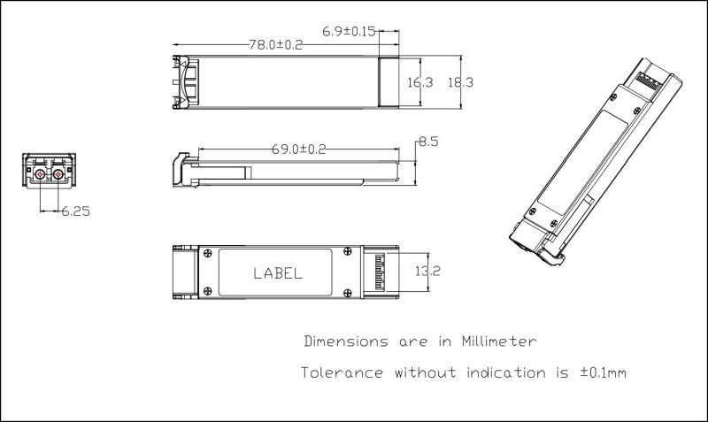 Optical Fiber RoHS Compliant 10GB/S XFP CWDM 10km Optical Transceiver