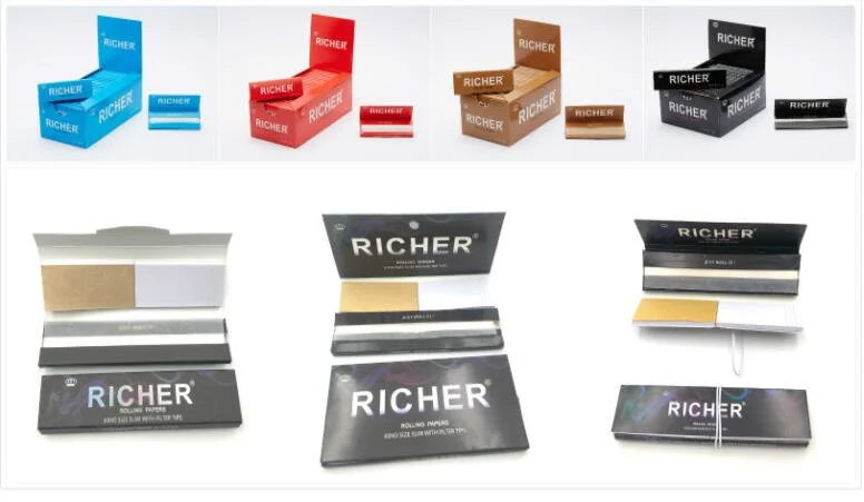 Custom Elastic Rope King Slim Size Rolling Paper Cigarette Paper with Filter Tips
