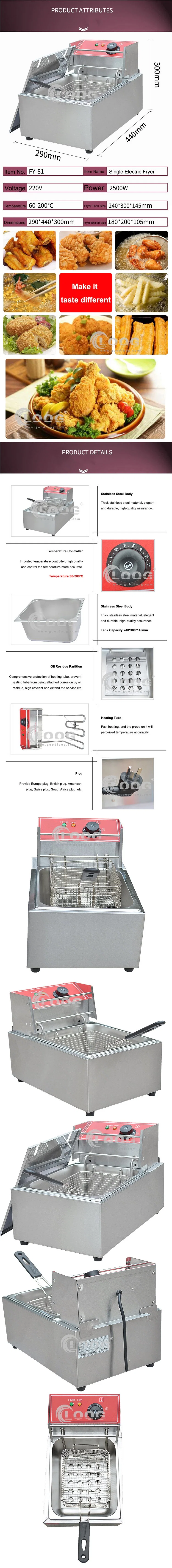 Stainless Steel Food Chicken Frying Machine 220V Electric Commercial Fryer Tabletop Commercial Deep Fryer Donut