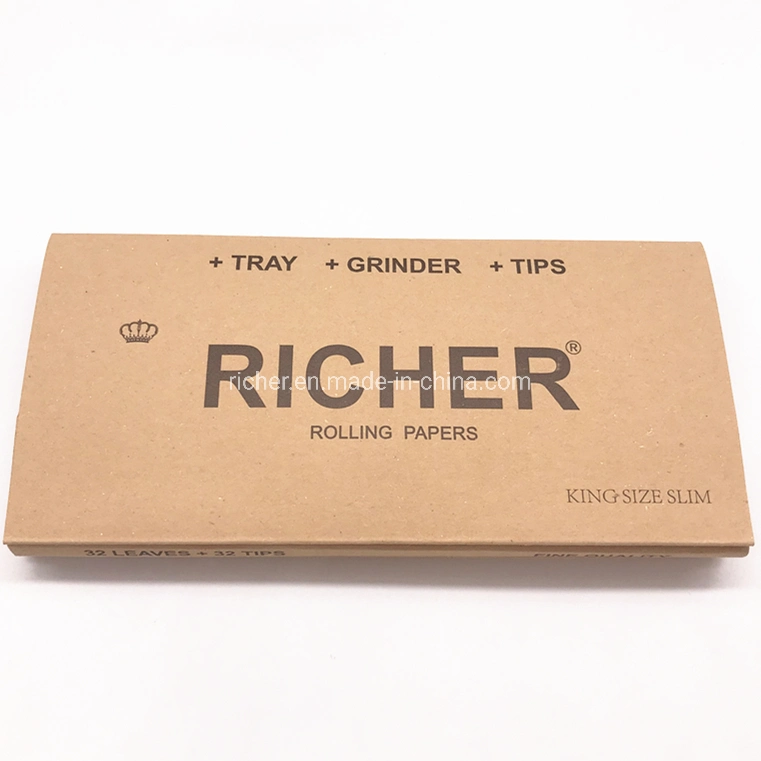 Custom 110*44mm Kingslim Size Rolling Paper with Grinder+Rolling Tray+Filter+Paper