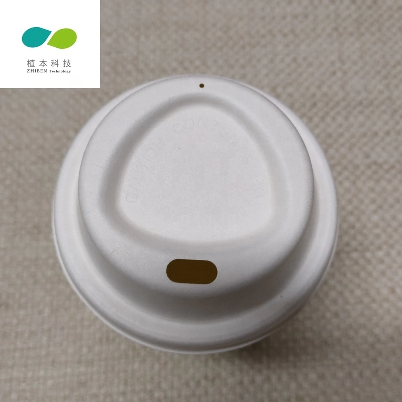 90mm Biodegradable Compostable Sugarcane Bagasse Disposable Coffee Paper Cup Lid
