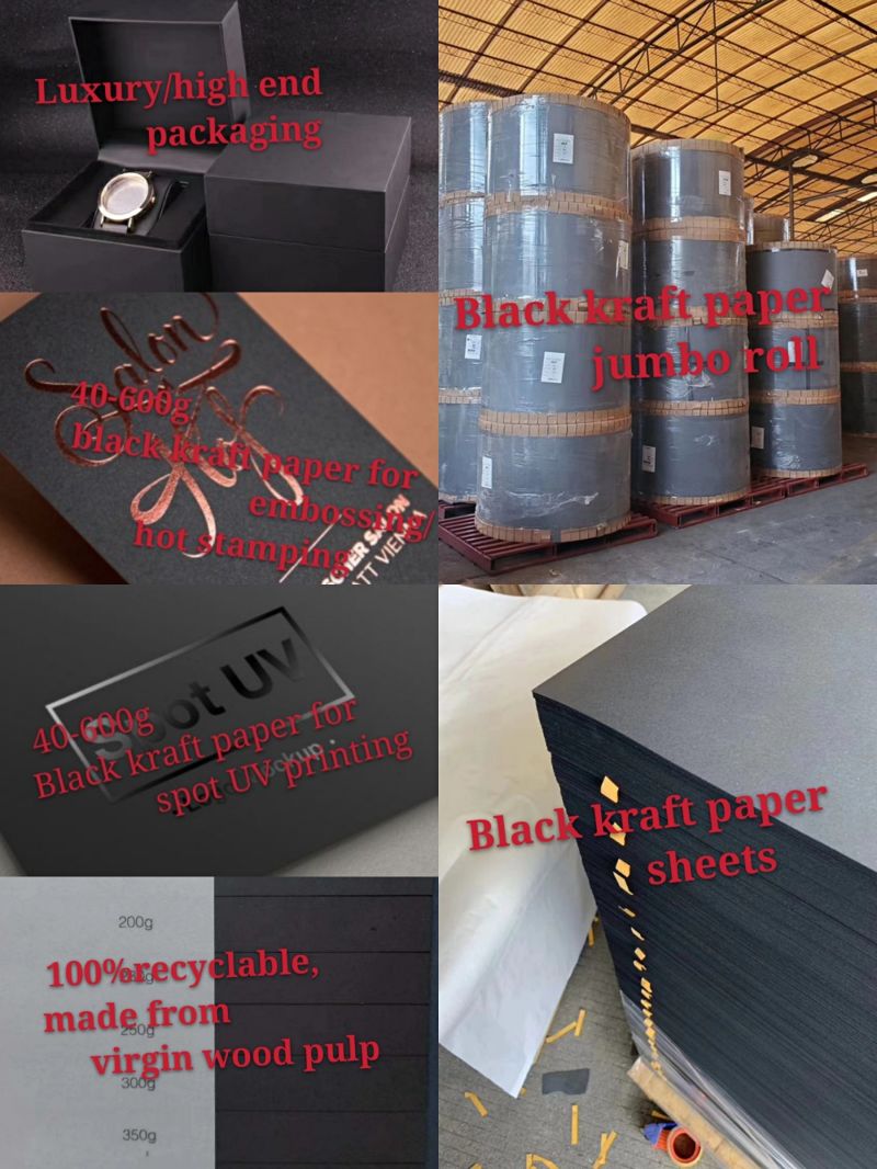 Virgin Wood Pulp Black Kraft Paper 110g for Flower Wrapping