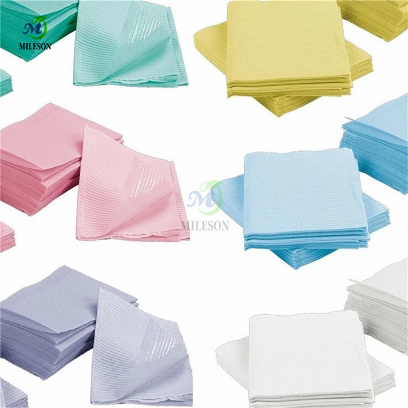 Disposable Coloured 3ply PE Film with Absorbent Paper Dental Bib