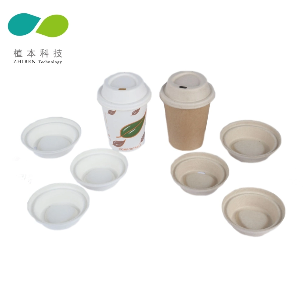 Two Colors Dia 80mm and 90mm Sugarcane Bagasse Pulp Paper Coffee Cup Lid
