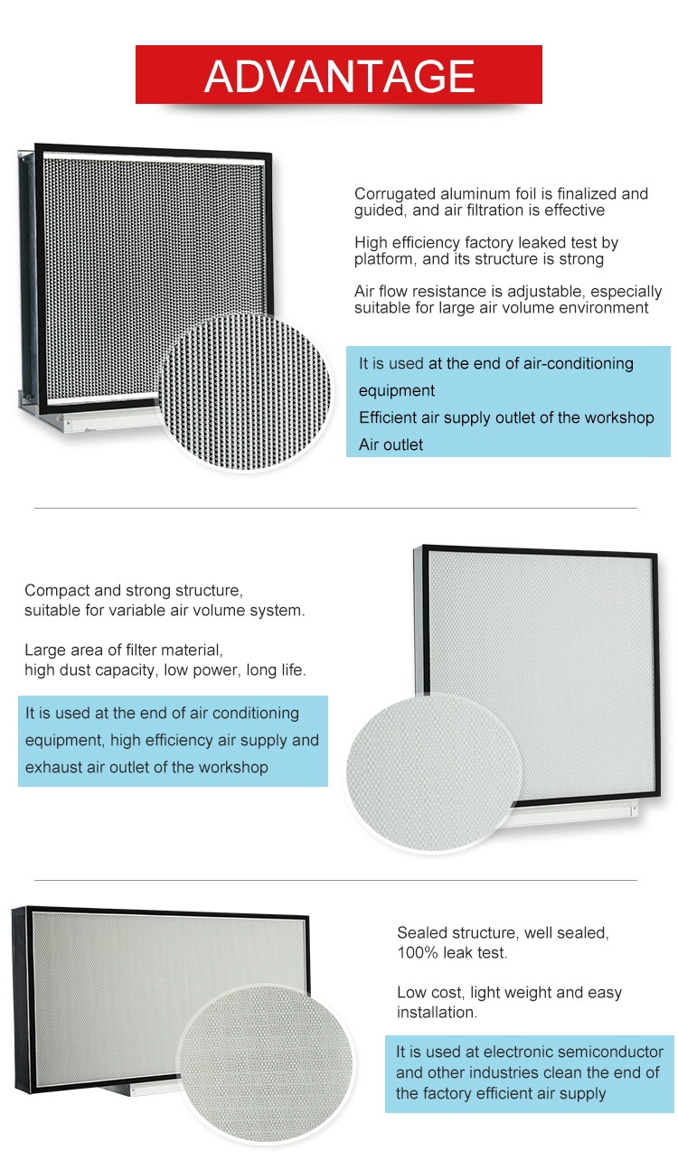 915*610*150mm HEPA H13 Aluminum Frame Air Filter for Electronic Semiconductor