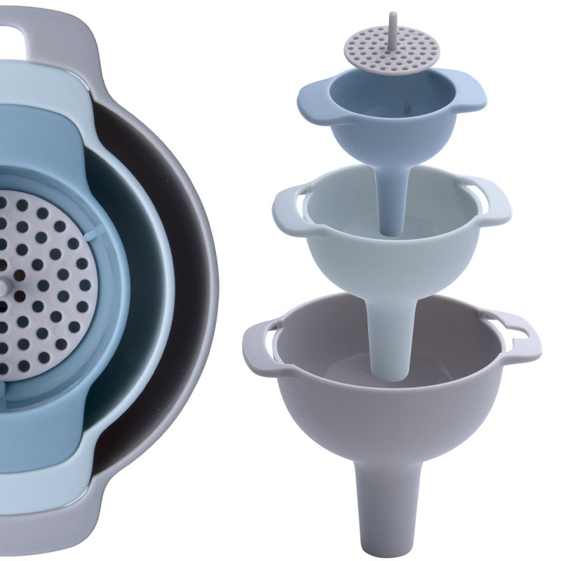 Multi-Purpose 4-in-1 Funnel Plastic Large Diameter Filter Funnel Oil Funnel Kitchenware Esg13859