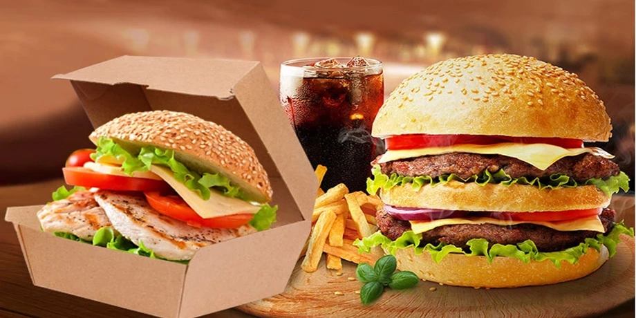 Factory Promotion Paper Burger Box Standard Size for Fast Food Grade Box Cardboard Paper Hamburger Box