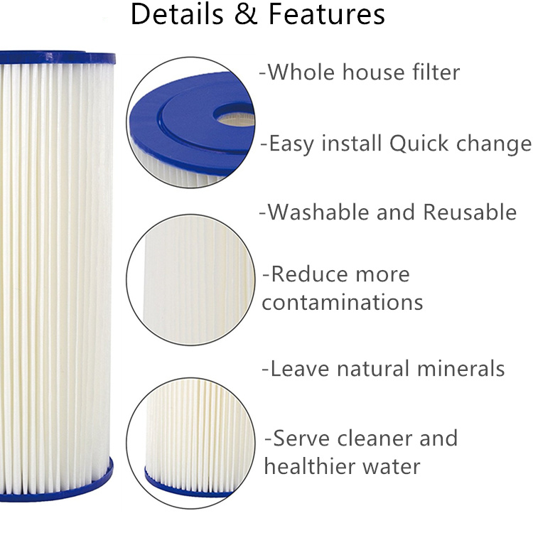 20 Inch Jumbo 20 Micron SPA Swimming Pool Paper Folded Water Filter Cartridge with Net
