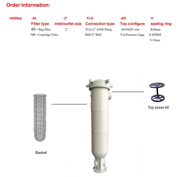 3 Micron Bag Housing Filter 304 316L Material Stainless Steel Filter Housing