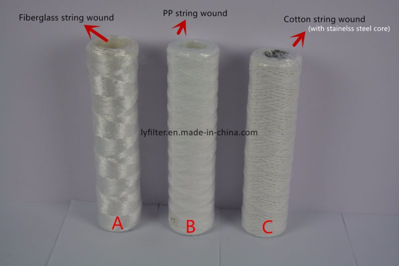 Yarn Thread Wound PP/Fiberglass/Cotton Micron Cartridge Filter 10/20/30/40/50 Inch