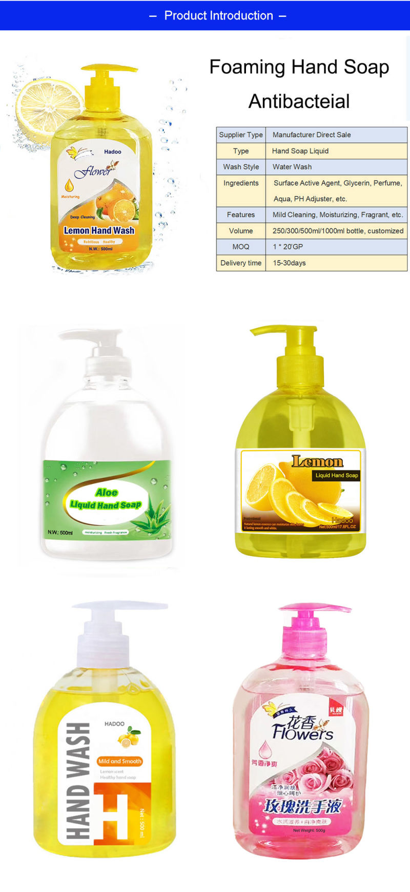 Direct Manufacturer 16.9 FL Oz OEM Pocketable Liquid Hand Sanitizer Hand Soap with Aloe