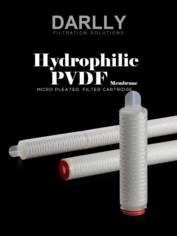 Darlly Hydrophilic PVDF Pleated Filter Cartridges for Pharmaceutical Industry.