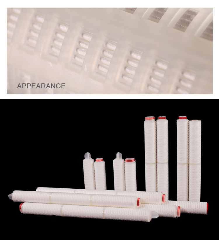 Darlly 40 Inch Hydrophobic PTFE Membrane Micron Pleated 0.1um 0.22um 0.45um 1um Filter Cartridge