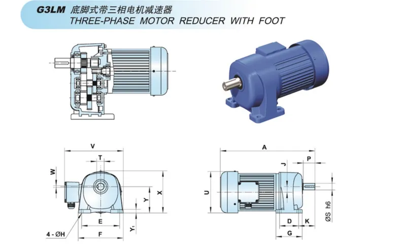 G3 Motor Reducer Power Transmission Gear Box with Foot Flange