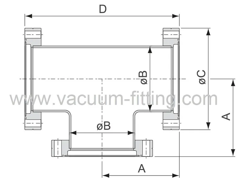 Vacuum CF Conflat Fixed Rotatable Fittings Tee