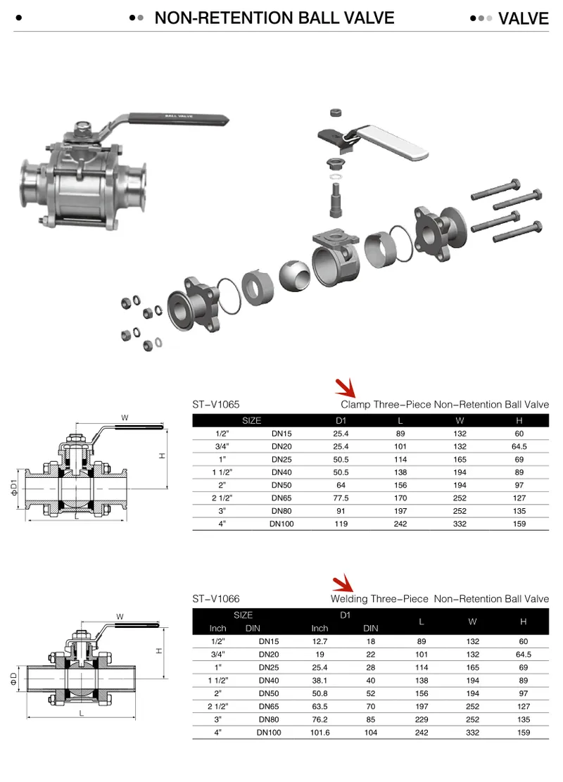 SS316 SS304 Sanitary Straight Ball Valve with Flange Ends