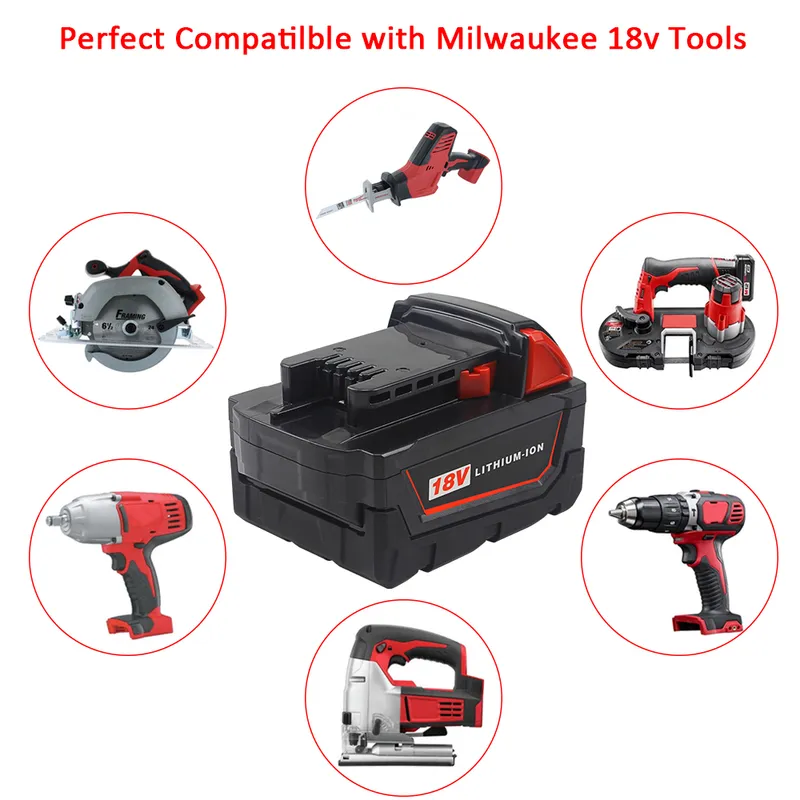 M18 6.0ah 18V Replacement Power Tool Battery Compatible with Milwaukee Lithium-Ion Battery Pack Cordless