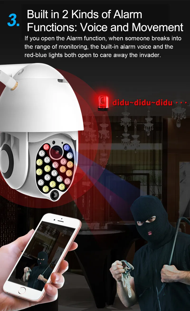 HD 1080P Wireless Wired PTZ WiFi IP Camera