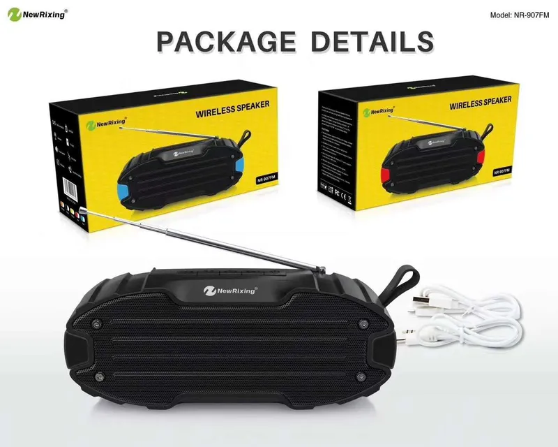 Outdoor Wireless Bluetooth Speaker Nr-907FM, with TF/USB/FM Antenna/Aux/Handsfree/Tws