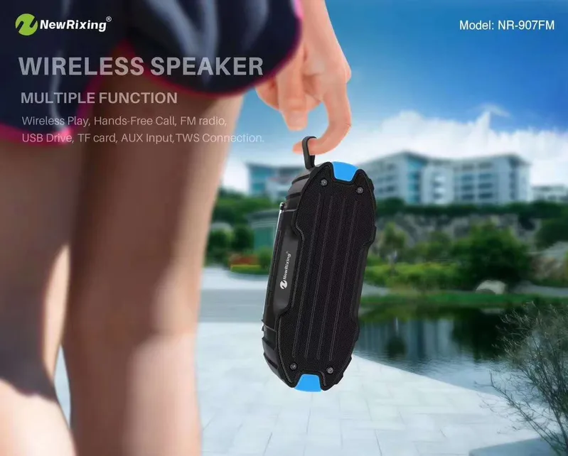 Outdoor Wireless Bluetooth Speaker Nr-907FM, with TF/USB/FM Antenna/Aux/Handsfree/Tws