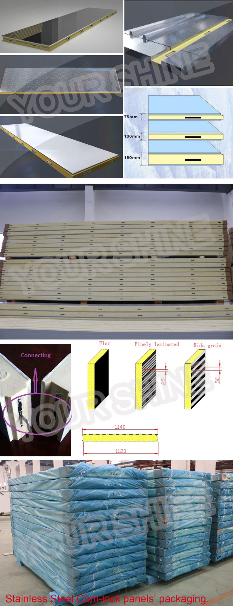Building Material PU / PIR / PUR Sandwich Foam Insulation Decoration Wall Panel