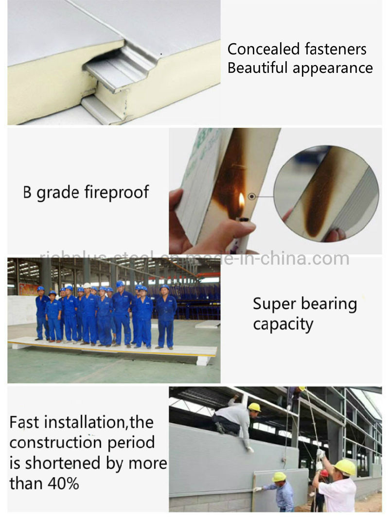 China Manufacturer Wholesale Color Sheet PU/PIR/Puf Wall Sandwich Panel