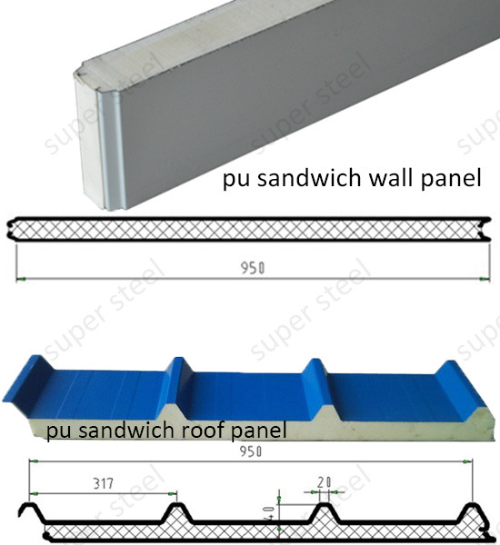 Metal Fireproofing Galvanized Plate PU Sandwich Panel Supplier From China