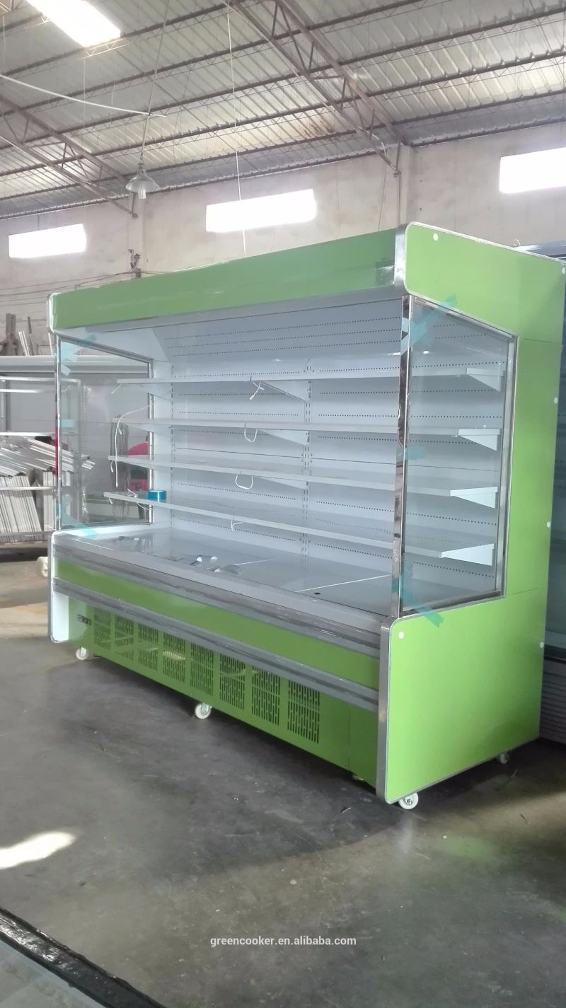 Commercial Supermarket Fruit Vegetable Air Curtain Freezer Chiller Display Refrigerator Showcase