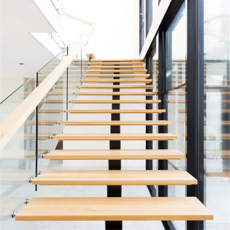 Wood Staircase Steps with Glass Railing Glass Raiiling Wooden Staircase Stairs Modern Indoor