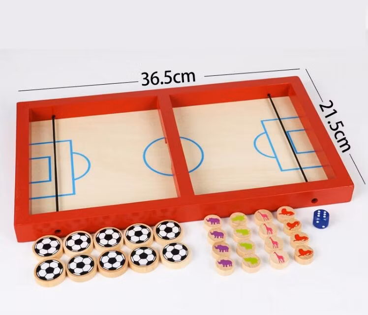 2 in 1 Wooden Table Hockey Toy Parent-Child Interactive Aeroplane Chess Catapult Chess