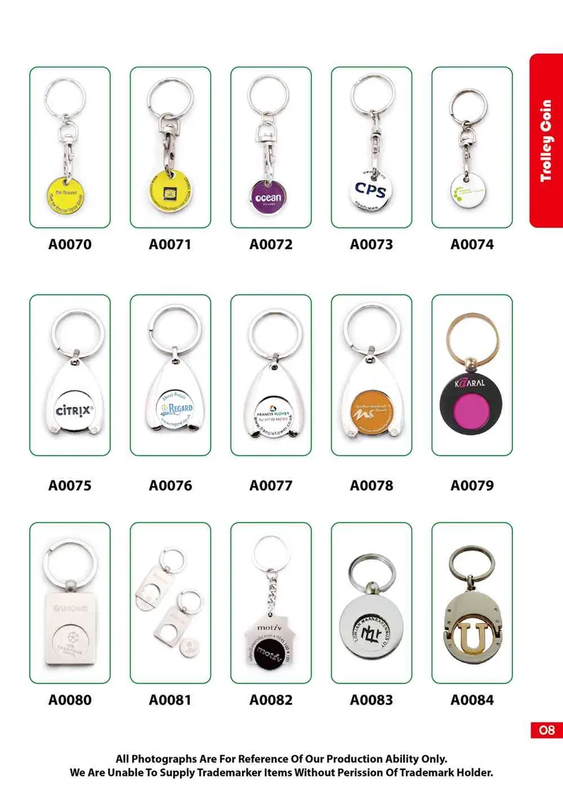 Personalized Customized Trolley Token Coin Key Chain with Customer Logo