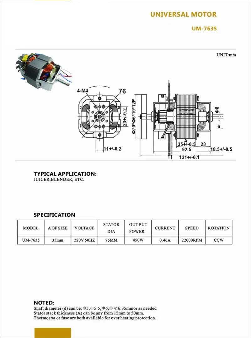 High Quality AC Electric Universal Motor for Lawn Mower