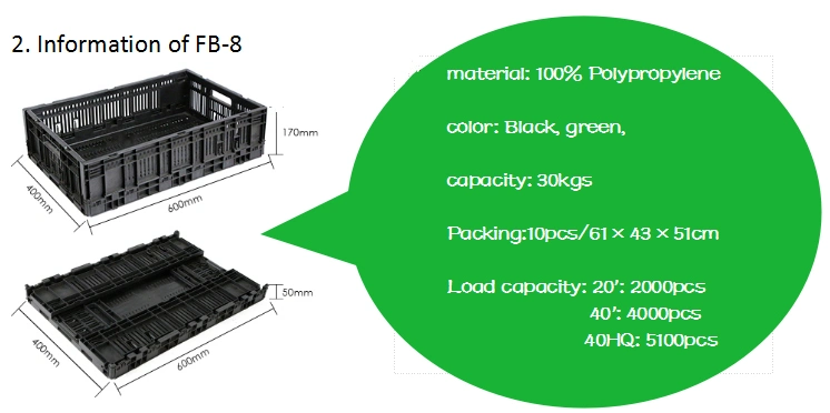 Stackable Nestable Plastic Folding Fruit Crate for Fruit Store