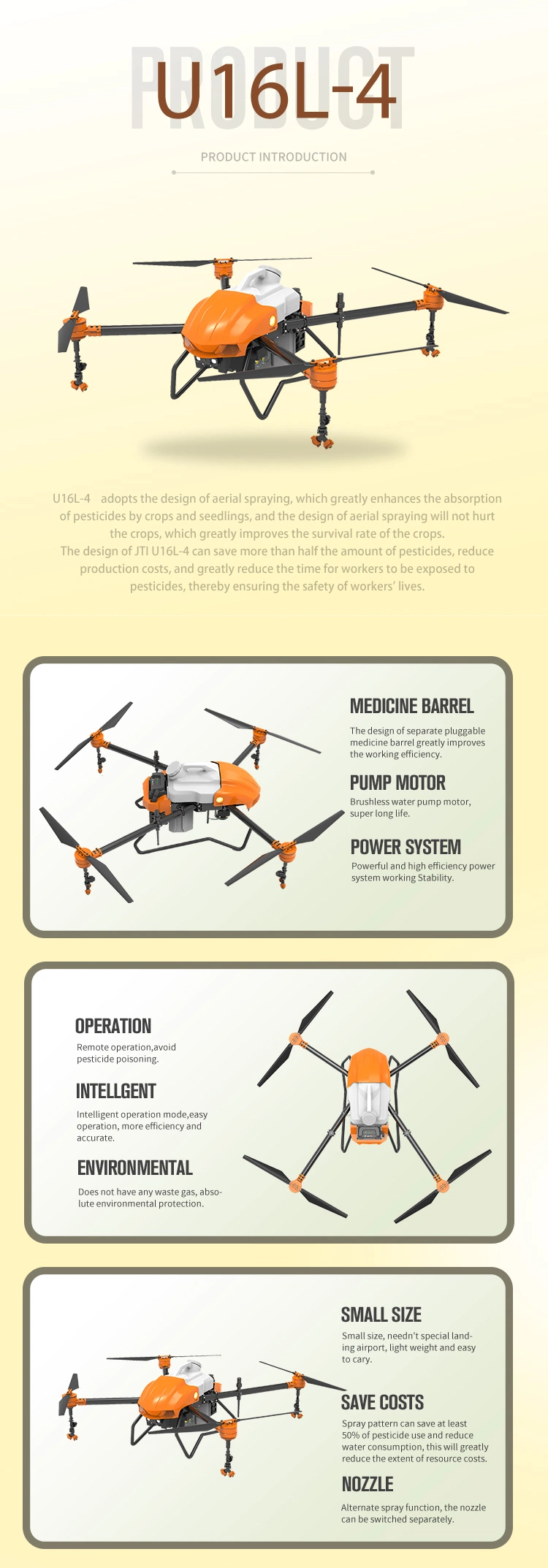 China Agricultural Spraying Herbicide Drone for Fruit Trees Crops