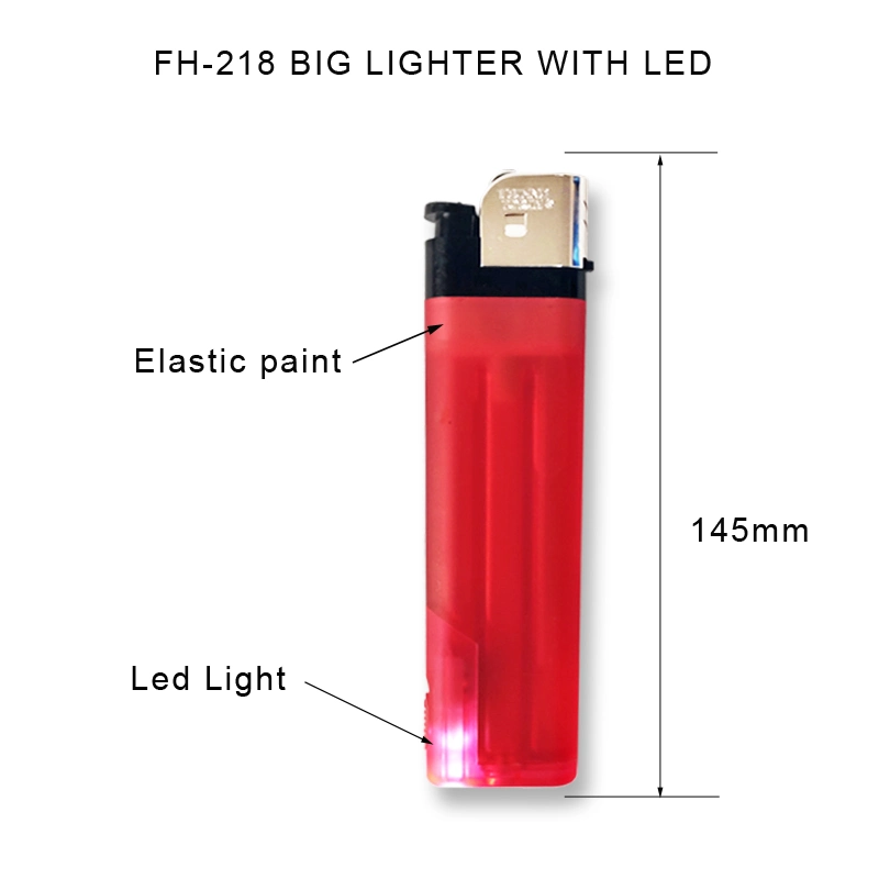 Refilled Large Flint Lighter Fh-218 with Color Gas LED Lighter