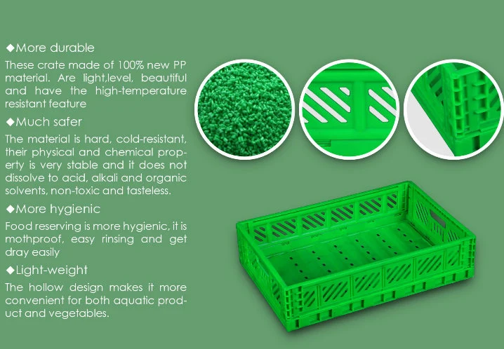 Stackable Nestable Plastic Folding Fruit Crate for Fruit Store