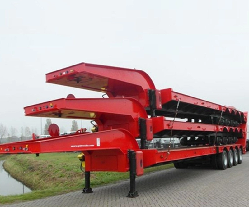 Heavy Duty 4 Axles Extendable Gooseneck Hydraulic Lowbed Semi Trailer