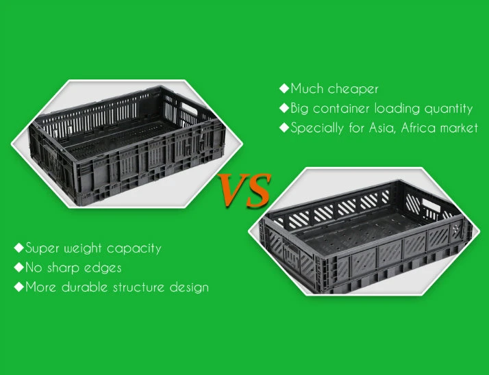 Stackable Nestable Plastic Folding Fruit Crate for Fruit Store