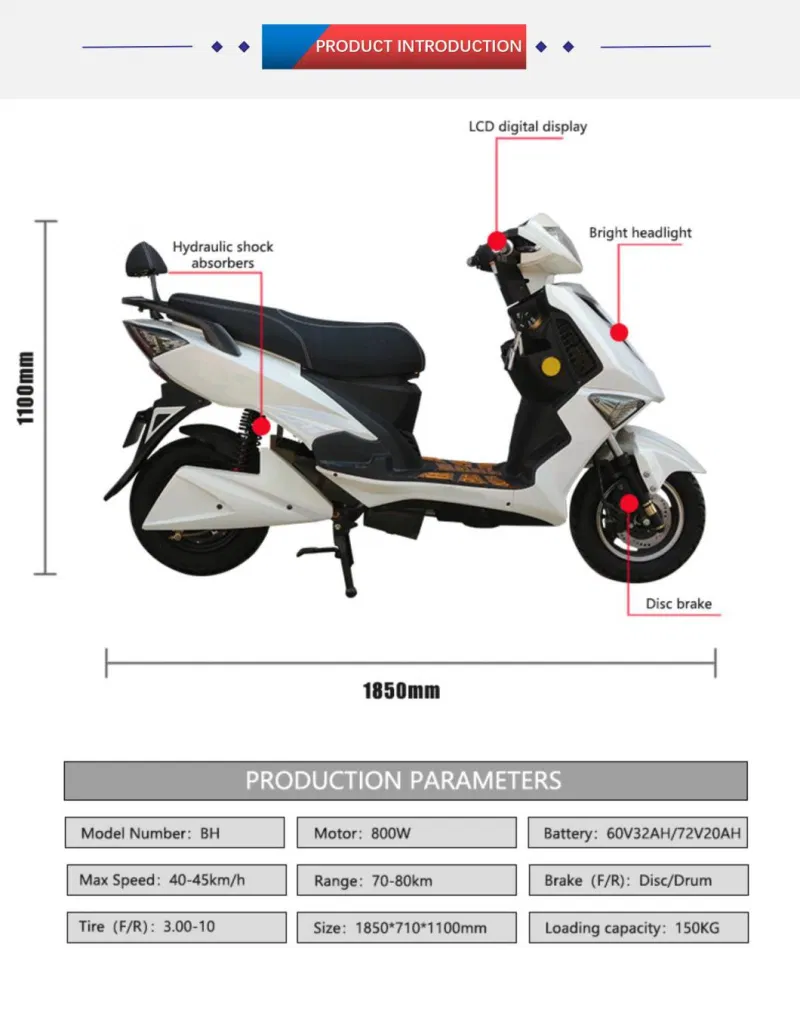 Carry Passenger Leadacid Battery/Lithium Battery Optional Electric Motorcycle