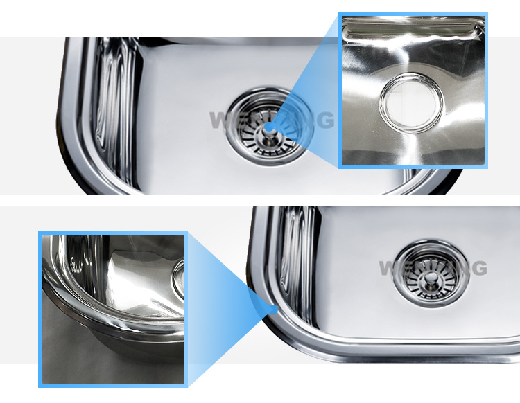 Polished Popular Single Bowl Stainless Steel Sinks 480*460mm