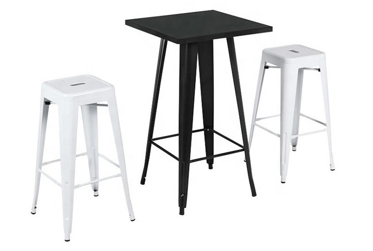 Popular Industrial Style Bar Chairs Colorful Metal Backrest Bar Stools