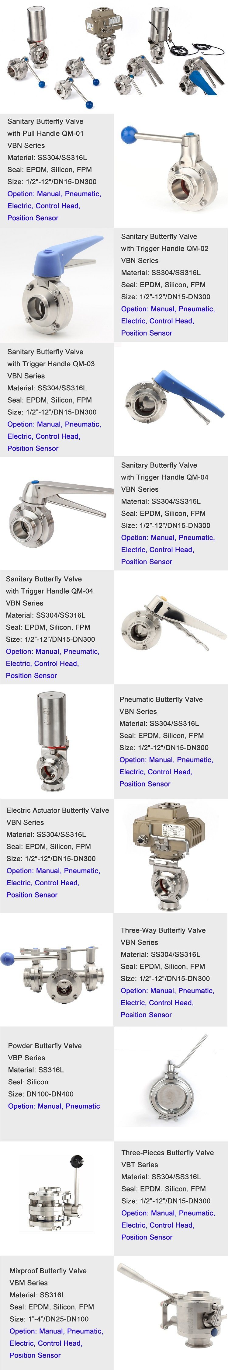 Tainless Steel SMS Hygienic Sanitary Butterfly Valves