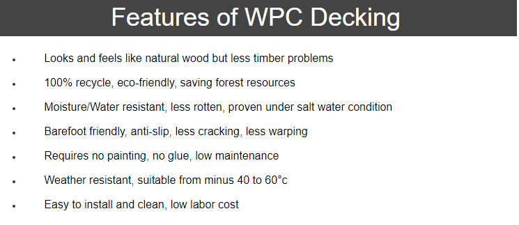Solid WPC Decking Wood Plastic Composite Outdoor Decking